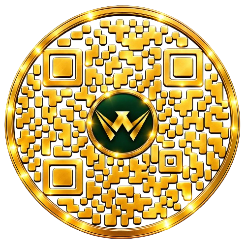 Willpower round gold QR code
